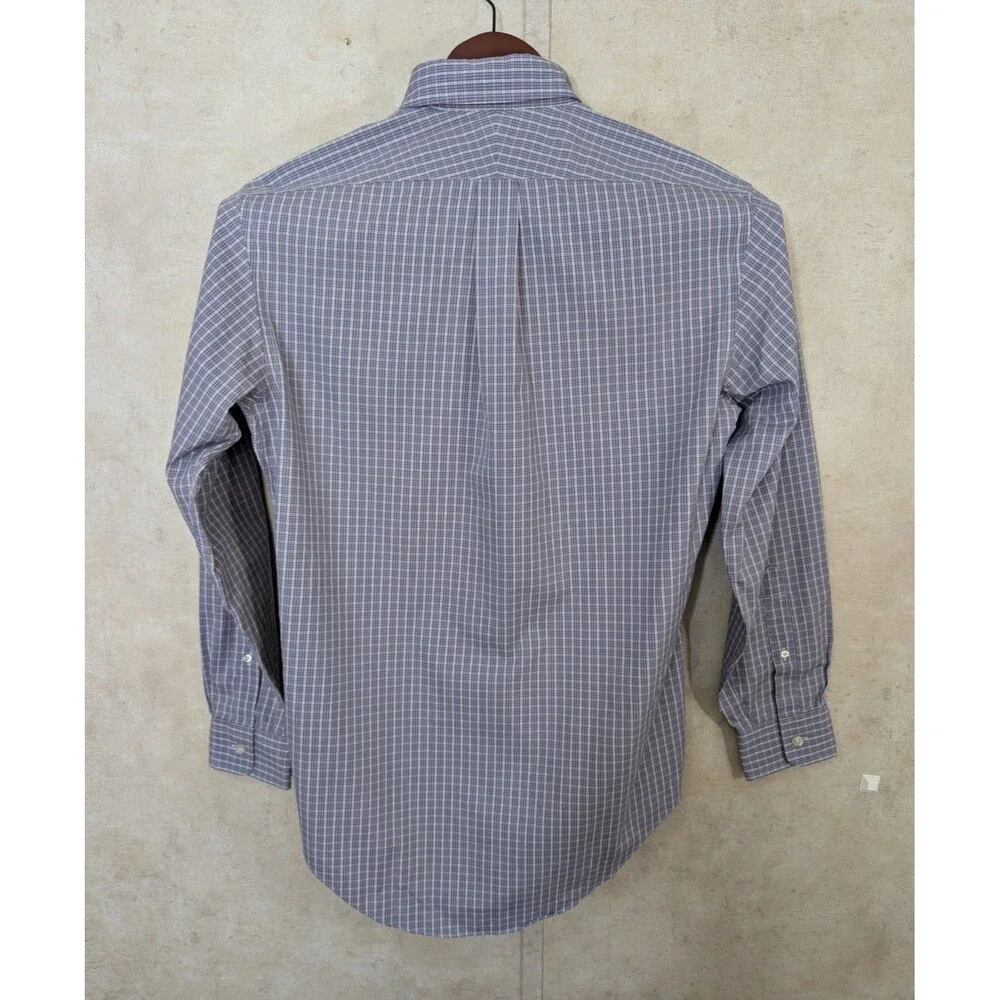 Lands' End Shirt Mens 15-33 M Purple Plaid No Iron Oxford Button Down Preppy - Picture 3 of 8